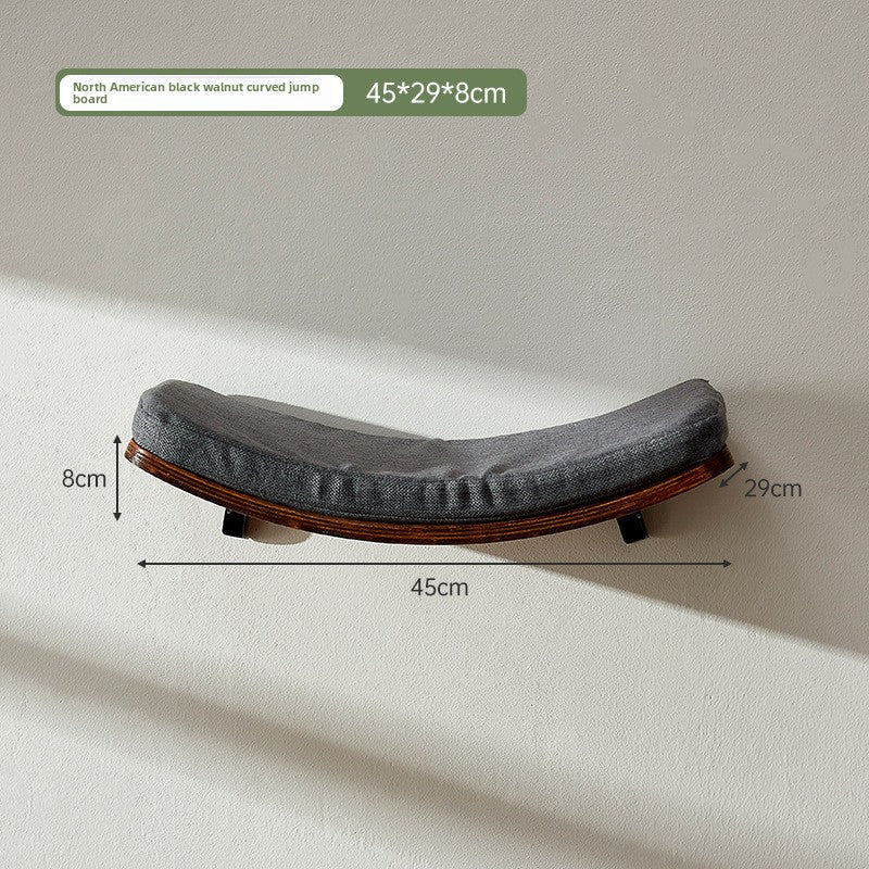 Solid wood wall-mounted cat furniture in Curved Springboard, Black Walnut