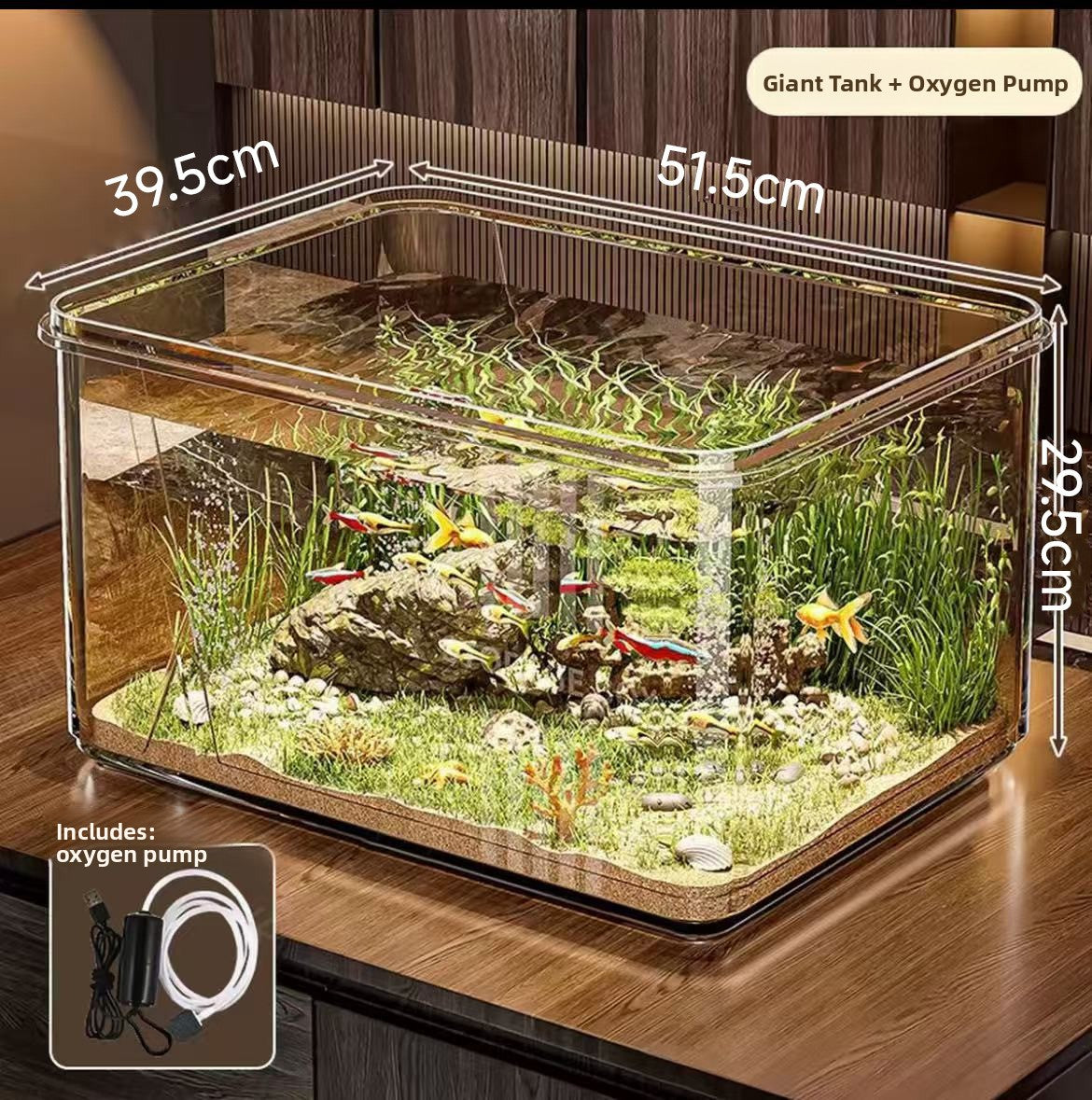 Clear shatterproof PET desktop fish tank for small fish, view 15