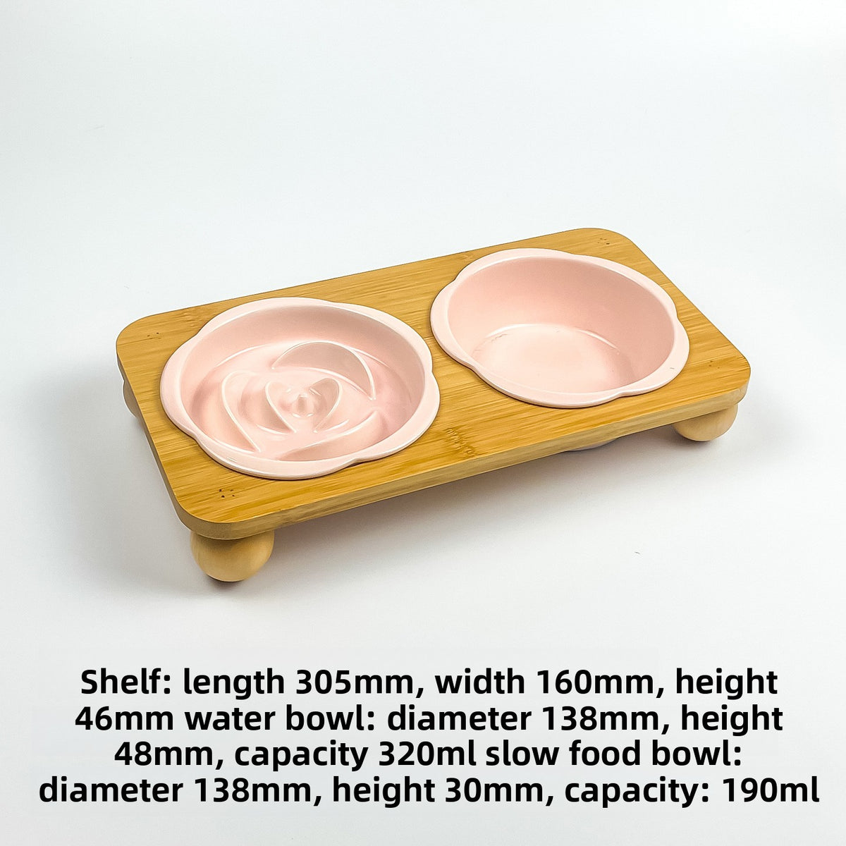 Slanted Ceramic Cat Bowl with Flower Design and Optional Stand for Neck Comfort