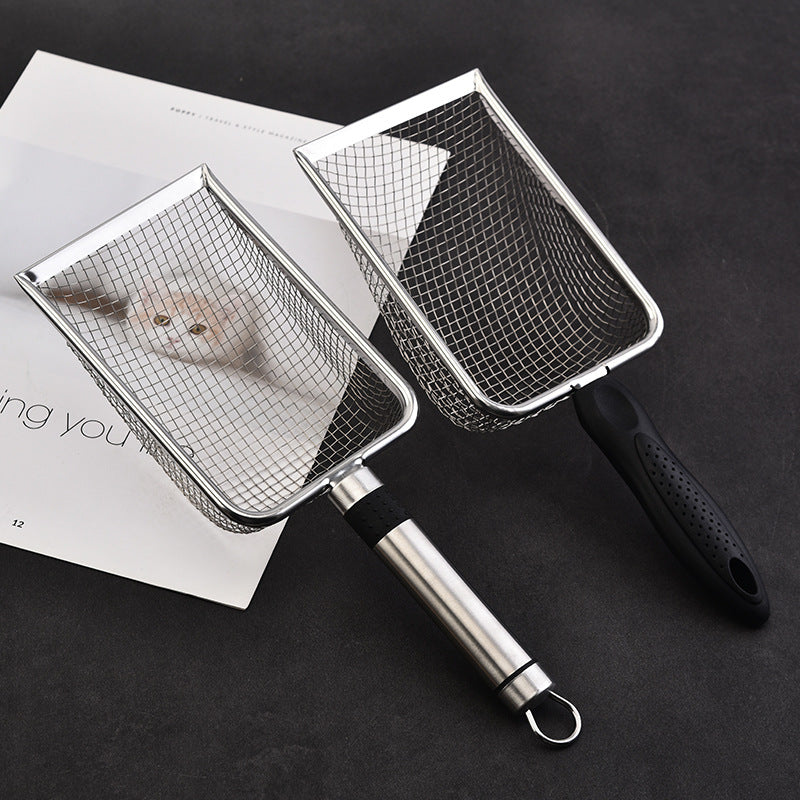 Stainless Steel Fine Mesh Cat Litter Scoop, Rust-Resistant Sifter