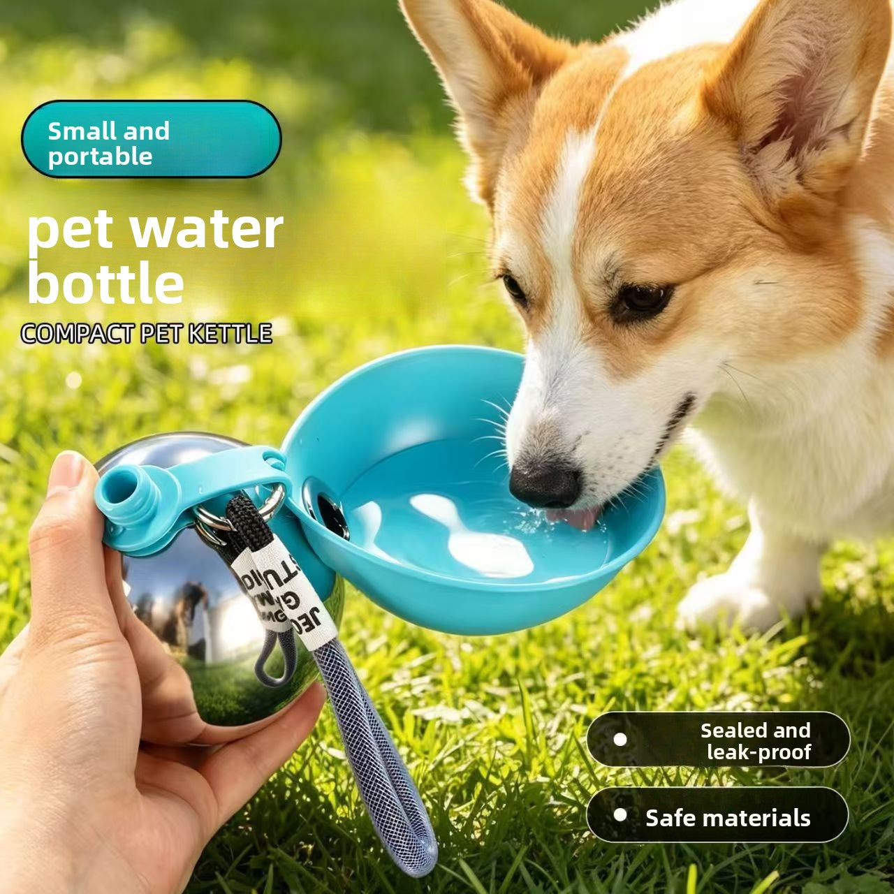 Foldable Spherical 304 Stainless Steel Pet Water Bottle for Dogs and Cats on Trips