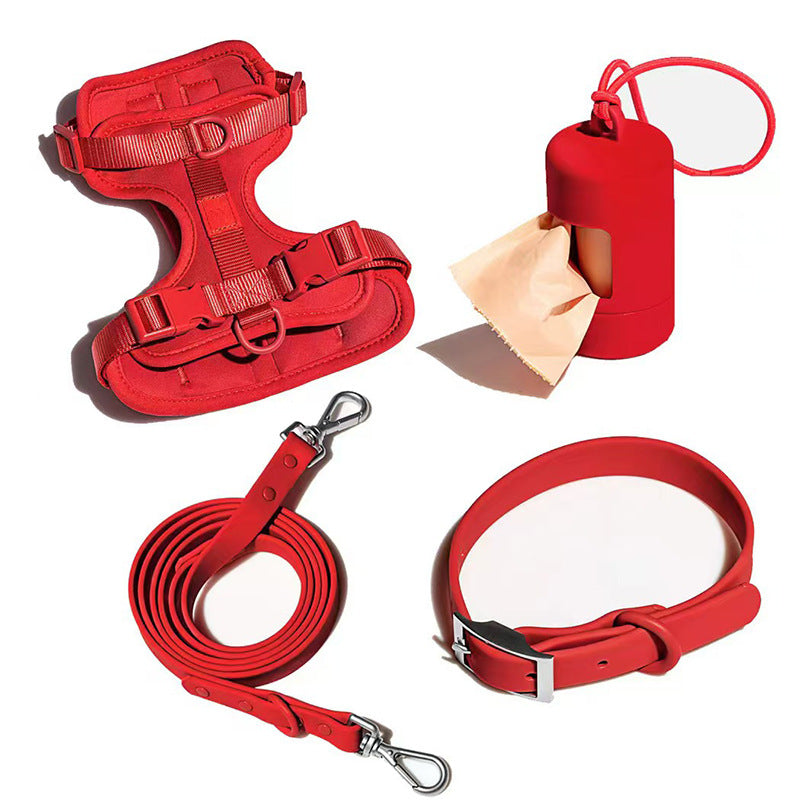 Waterproof PVC harness, lead and collar set, close-up detail view