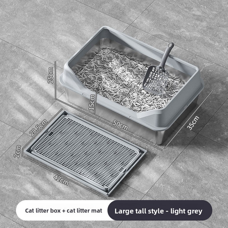 Extra Large Stainless Steel Cat Litter Box with Anti-Splash Cover