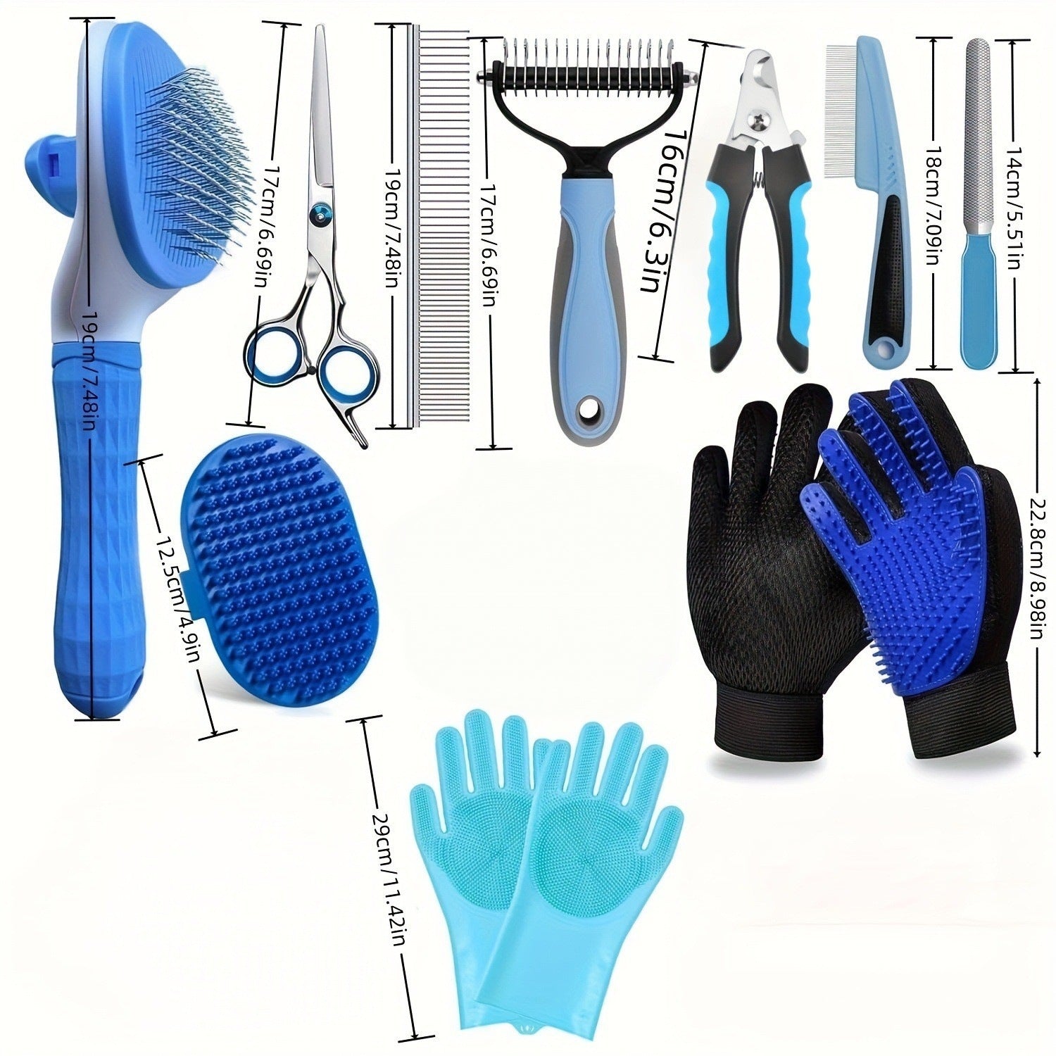 13-in-1 Pet Grooming Kit, Dog and Cat Brush, Nail Clipper and Trimmer