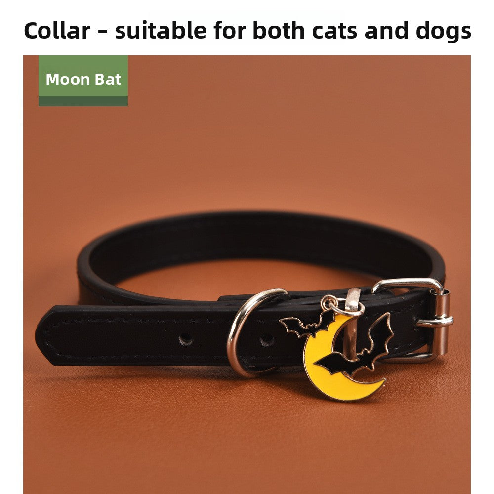 Halloween pumpkin and ghost dog collar, main product photo