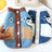 Fleece lined denim pet jacket with panda design in Dark Blue Denim, close-up detail