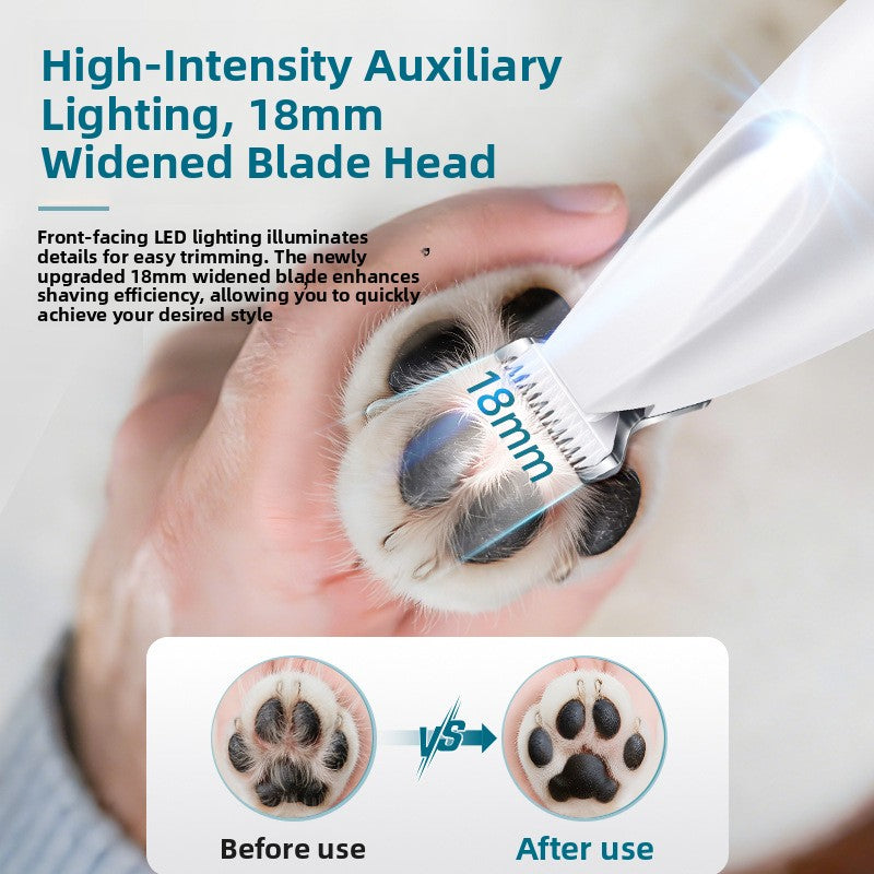 Silent Paw Trimmer with LED Spotlight and 18mm Wide Blade