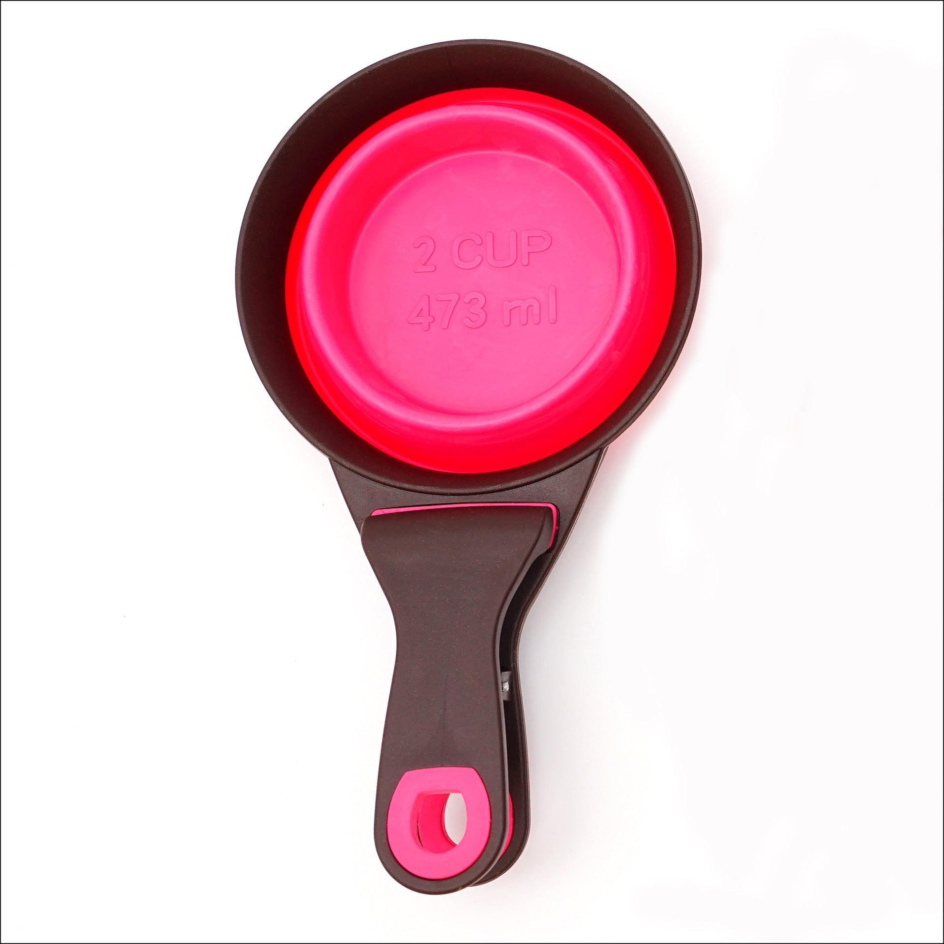 Foldable Silicone Pet Food Bowl with Scoop and Measuring Cup, Portable in Green or Pink