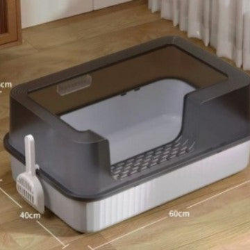 Open Top Cat Litter Box with Tall Splash-Proof Sides