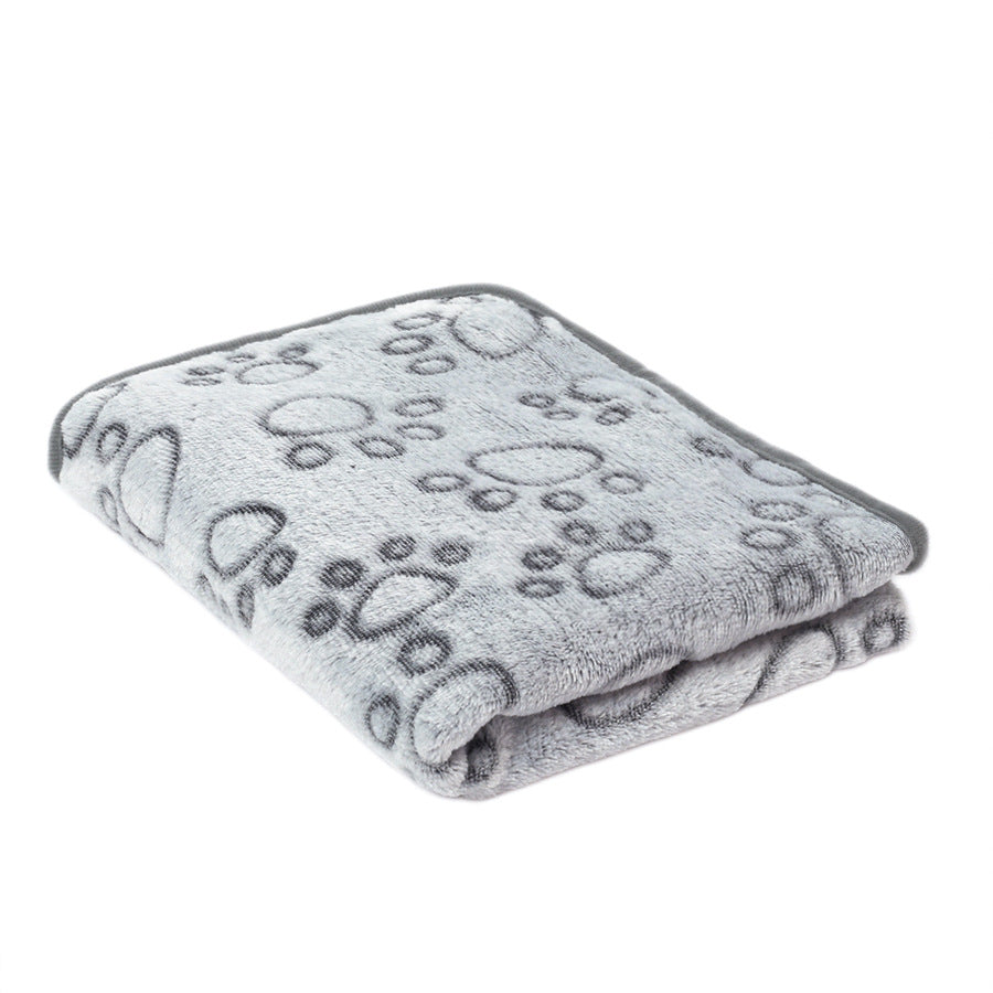 Coral fleece pet blanket with print in Grey Paw, size 76 x 104cm