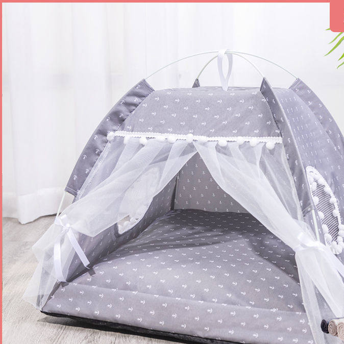 Pink enclosed cat tent bed with soft lining, view 52