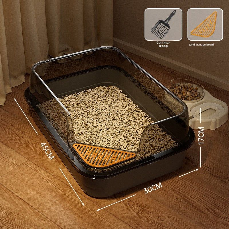 Extra Large Semi-Enclosed Cat Litter Box, High Sided Anti-Splash