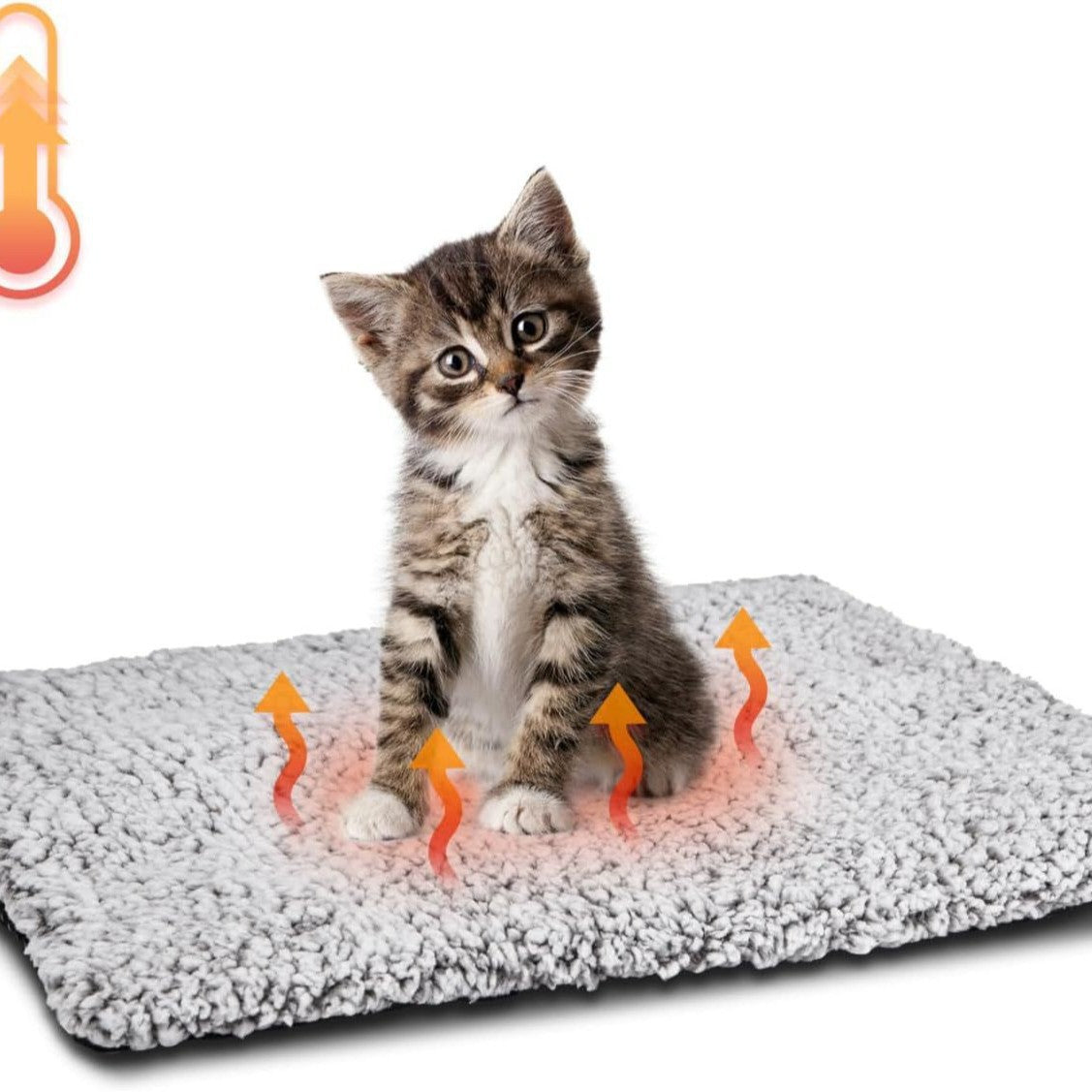 Electric pet heating pad with velvet cover, product detail photo