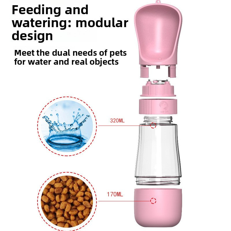 Portable Pet Water Bottle with Drinking Bowl, Leakproof Travel Dispenser for Dogs and Cats
