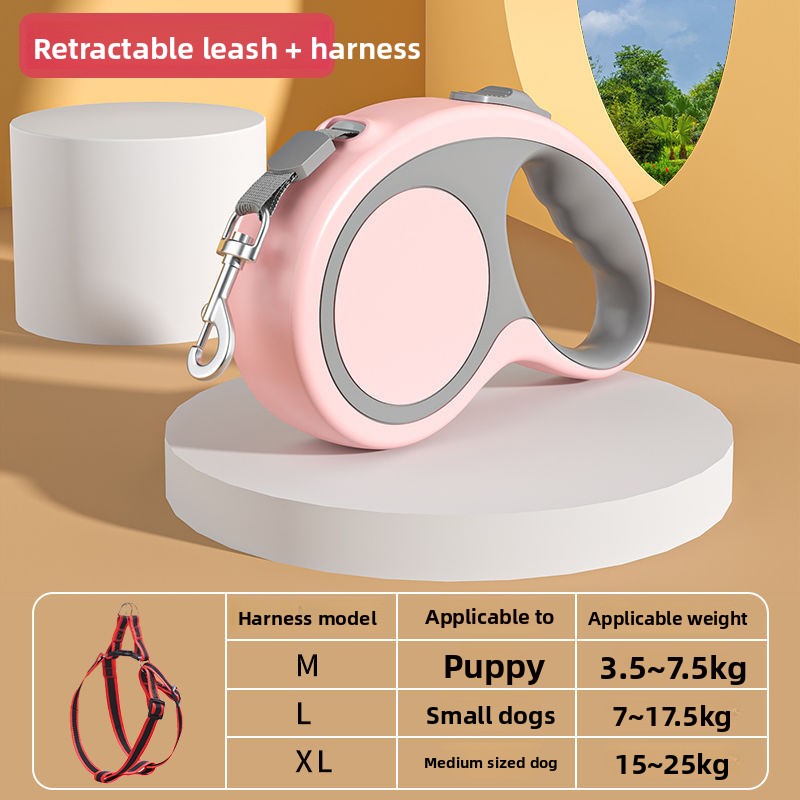 Two-tone retractable dog lead with chest harness, product image 24