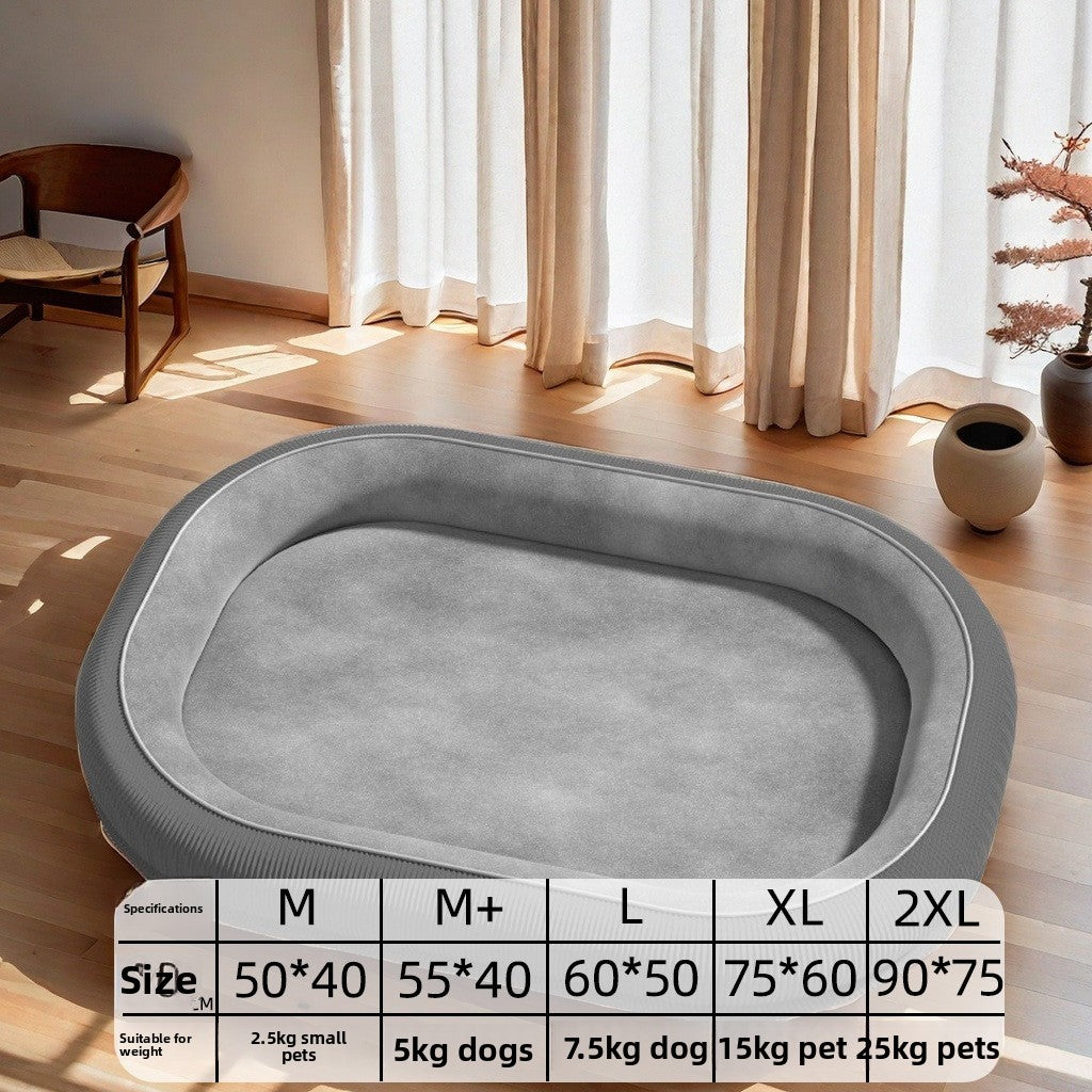 Cat resting on a brown washable pet bed