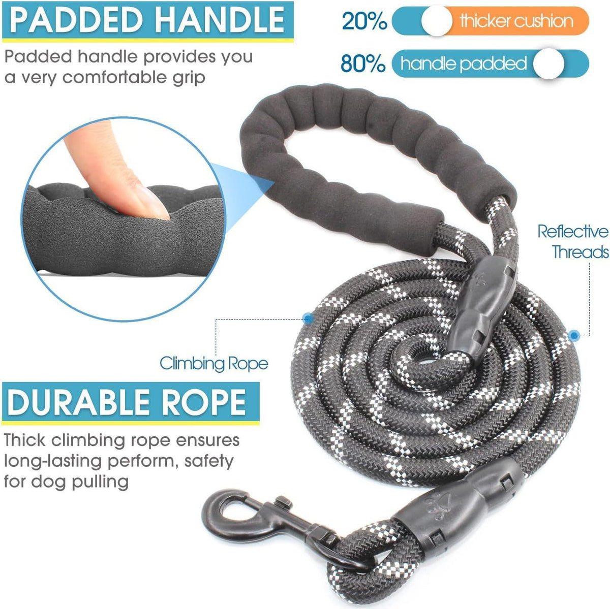 Multi dog retractable lead in black, orange and blue