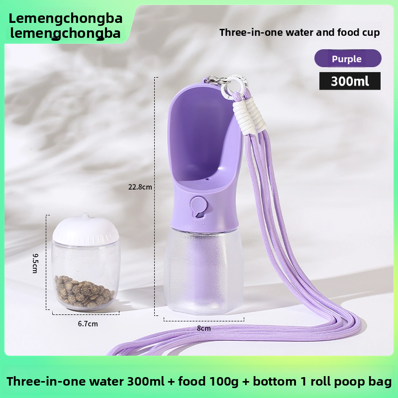2-in-1 Portable Pet Water Bottle and Food Container for Walks, Leak-Proof Design