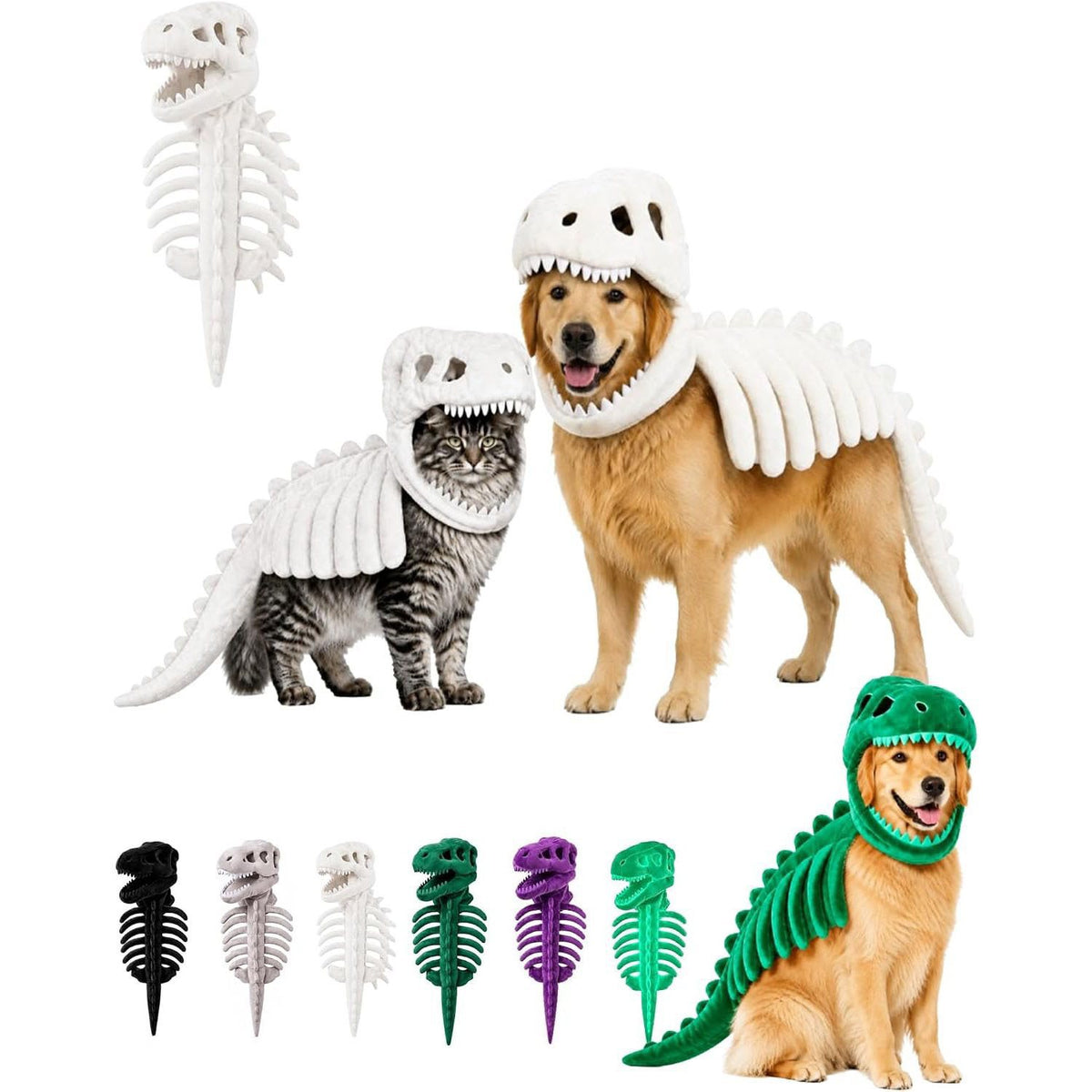 Dinosaur skeleton plush dog costume, available in 6 colours, sizes 90cm to 120cm, image 5