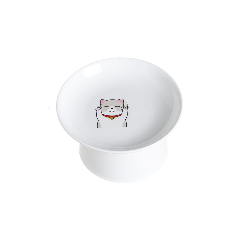 Raised Ceramic Cat Bowl, Elevated Feeding Dish