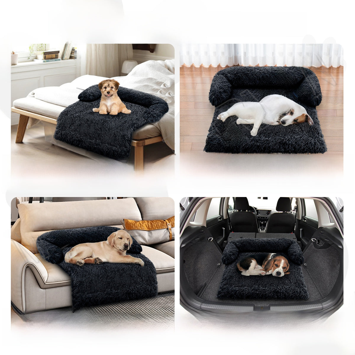 Pink long plush pet bed for cats and small dogs