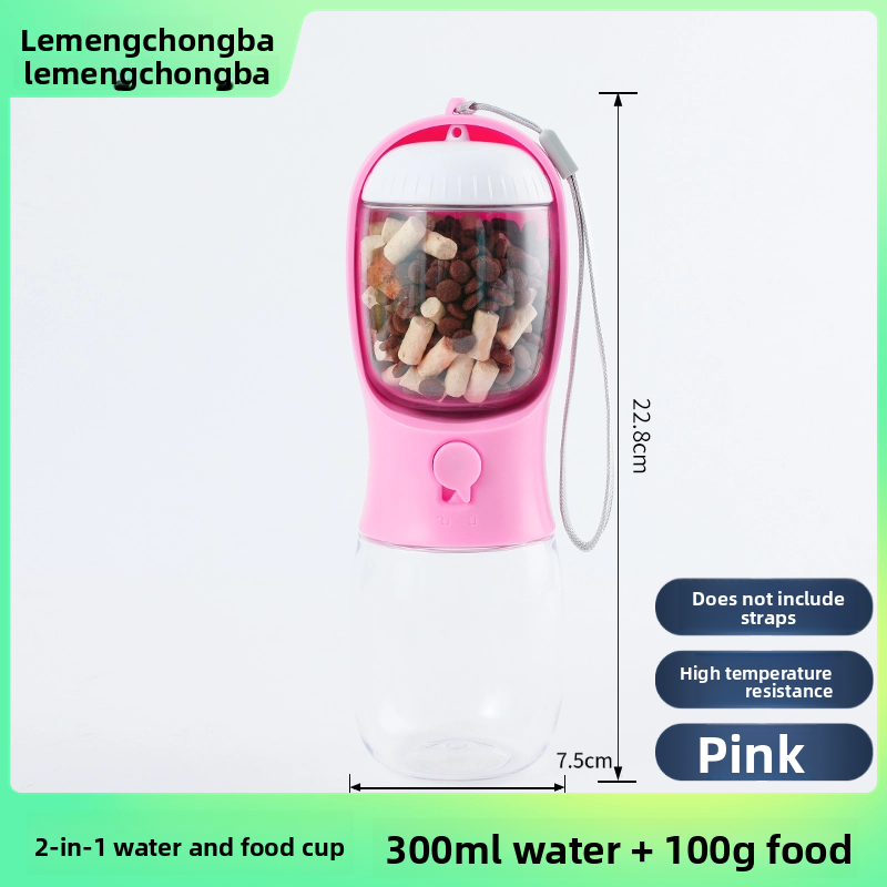 2-in-1 Portable Pet Water Bottle and Food Container for Walks, Leak-Proof Design