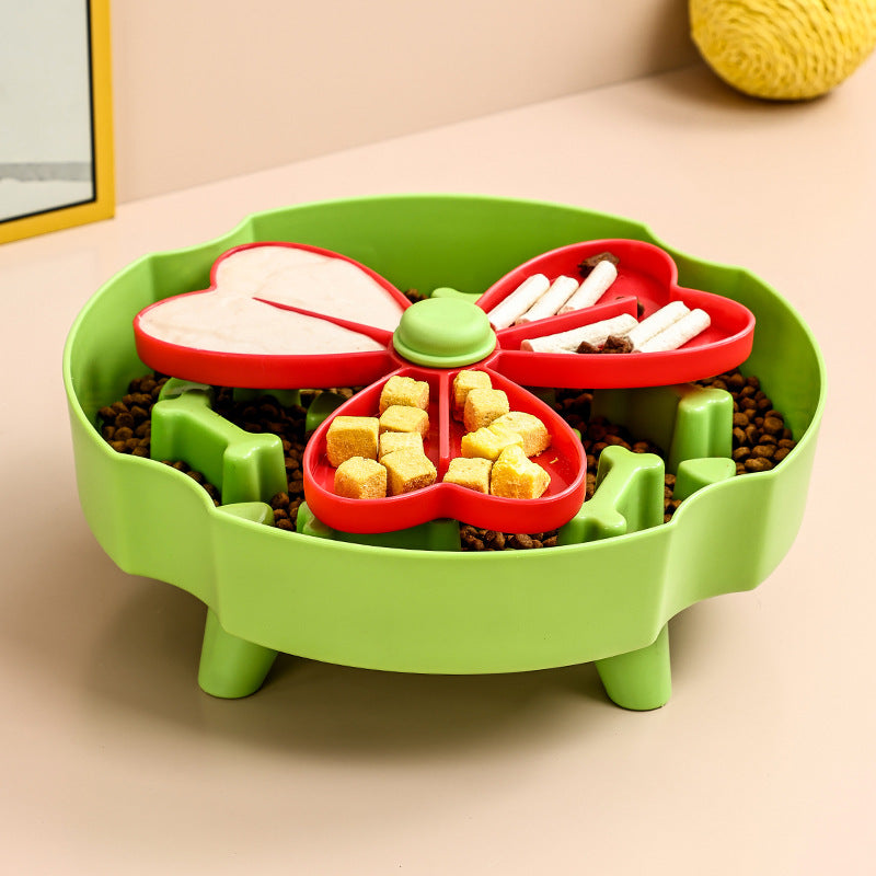 Dog puzzle slow feeder bowl in Windmill, Christmas Green