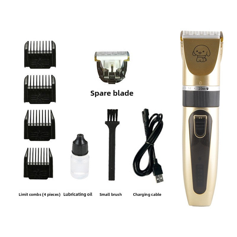 Quiet Electric Dog Grooming Clipper Kit with 8 Piece Accessory Set