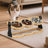Elevated Stainless Steel Pet Bowl on Three-Legged Bamboo Stand for Cats and Small Pets