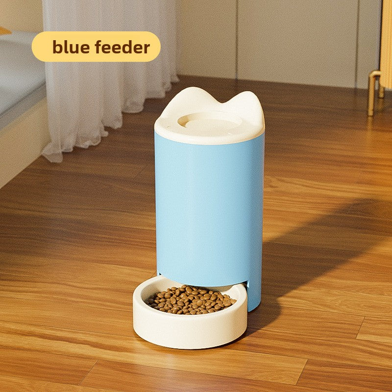 Automatic Gravity Pet Food Feeder and Water Dispenser in Yellow, Blue or Pink with Bell