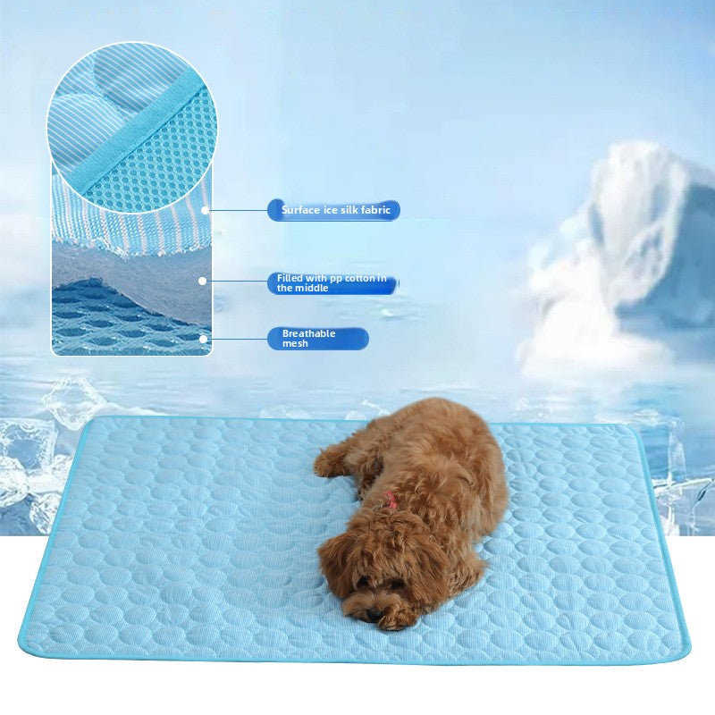 Light blue pet cooling mat with gel layer and mesh base, photo 2