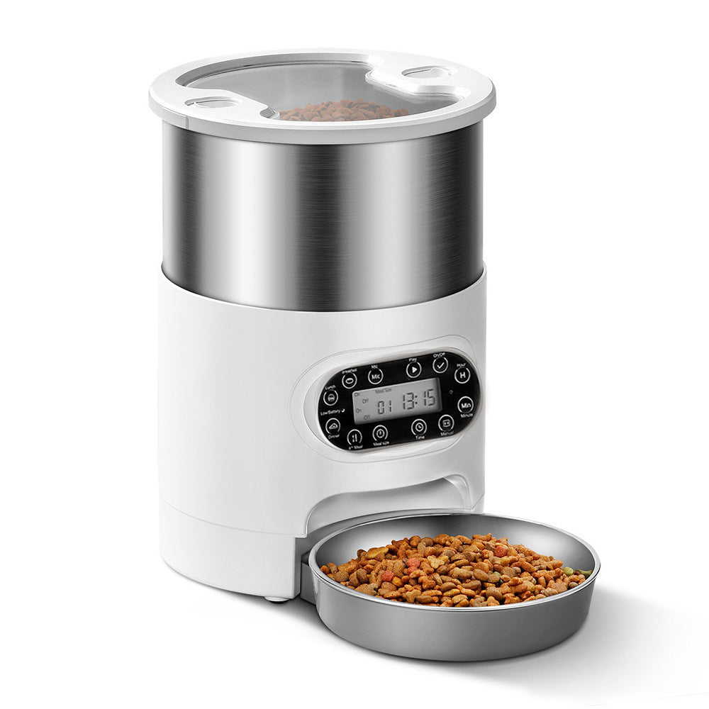 Stainless Steel Smart Pet Feeder with App Control, Timed Portions, Single or Double Bowl