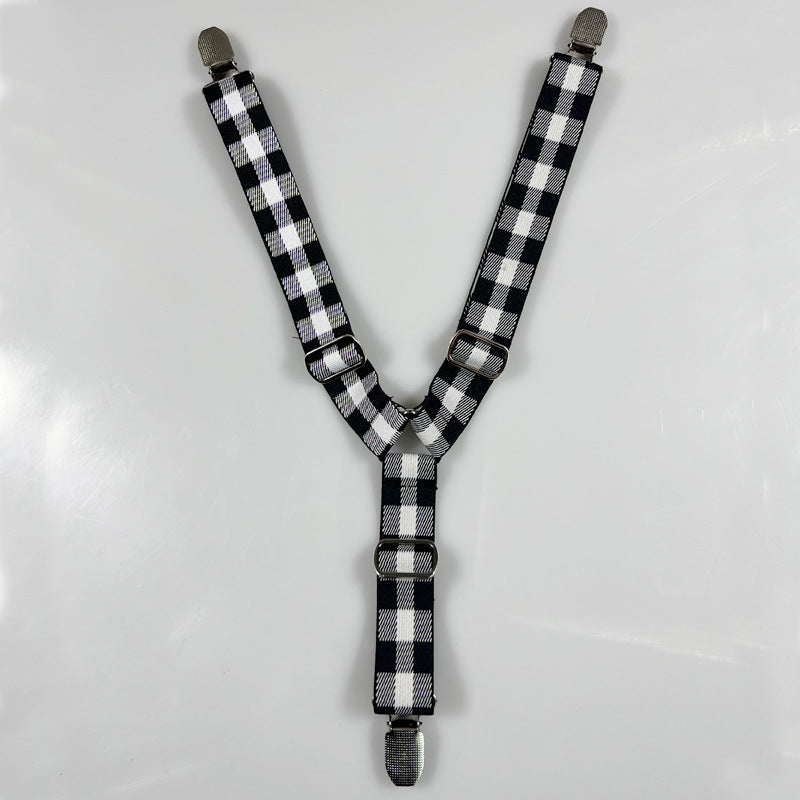 Adjustable elastic dog diaper suspender strap in plaid pattern, view 47