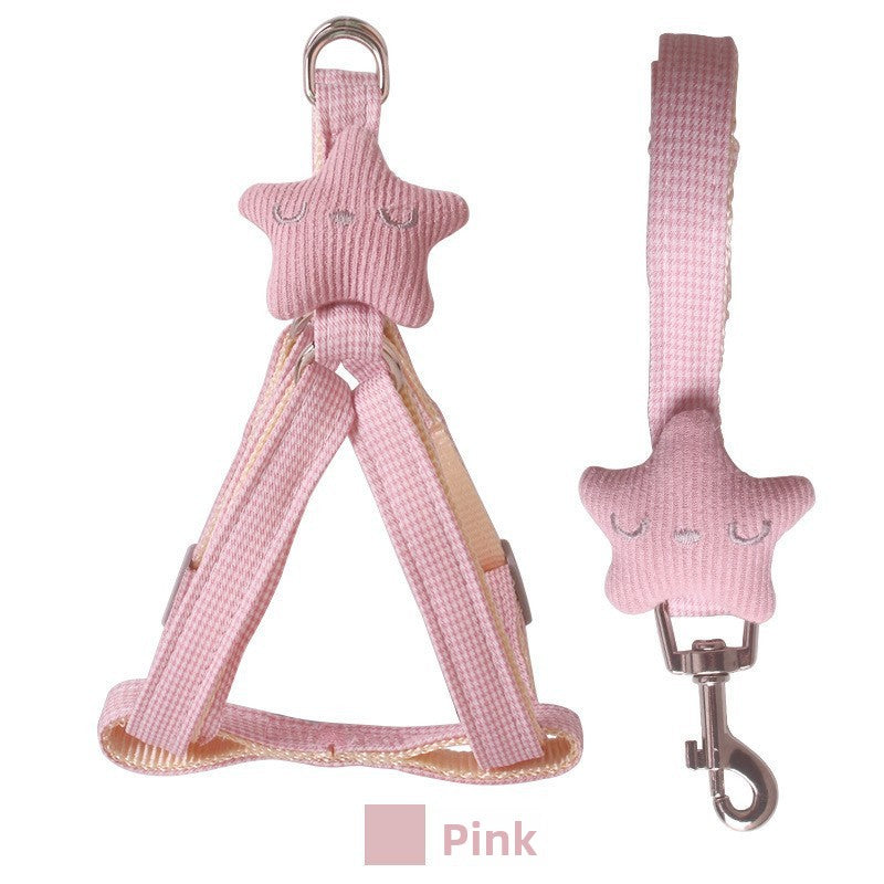 Printed chest harness and lead set for small dogs, ideal for everyday use