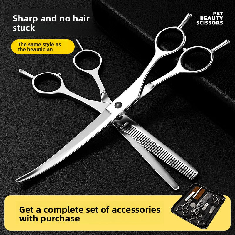 Stainless steel pet grooming scissors with comb and care kit