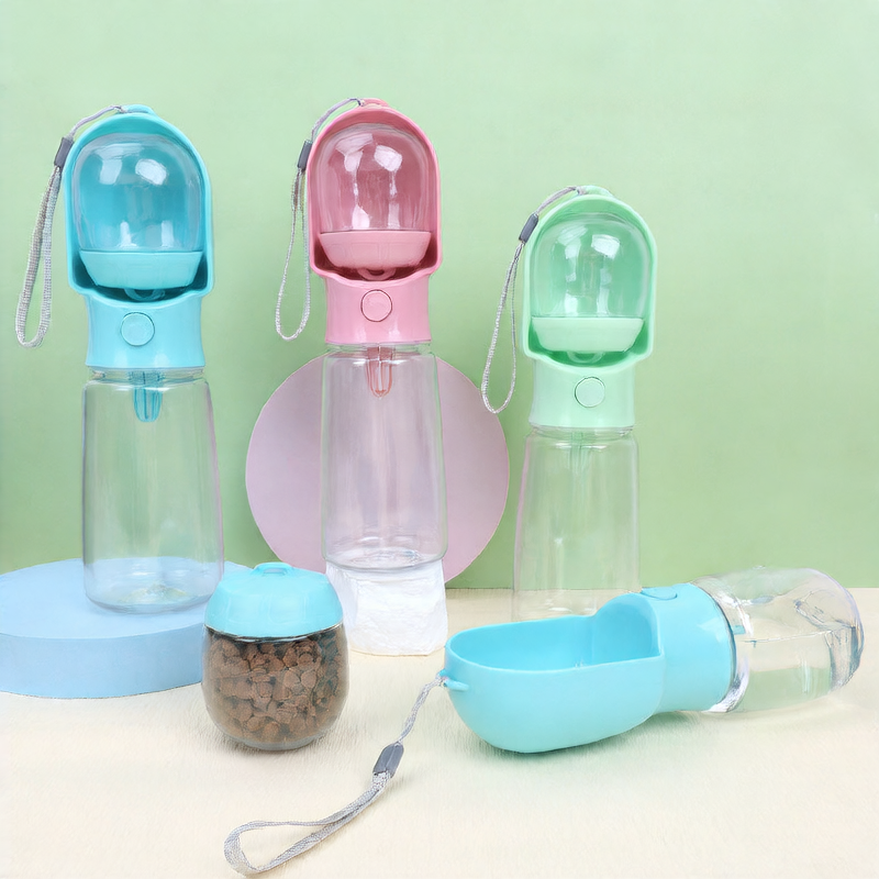 Portable Pet Water Bottle with Food Storage