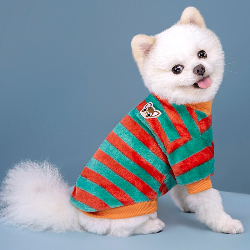 Fleece lined striped dog jumper, available in 9 colours, sizes Small to 2XL, image 41