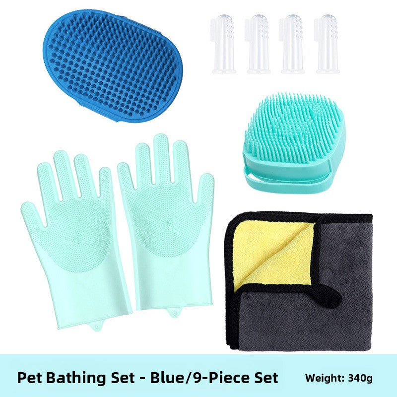 Silicone Pet Grooming and Bath Gloves Set, Anti-Scratch Protection