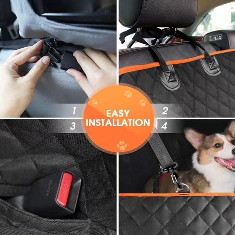 Waterproof dog car back seat cover with pockets, detail photo 3