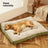 Green and grey plaid dog sleeping pad with soft filled cushion