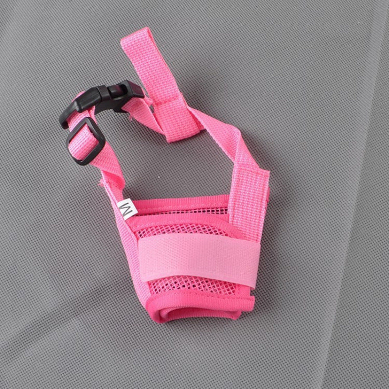 Soft red cloth dog muzzle with adjustable strap for grooming, product image 7