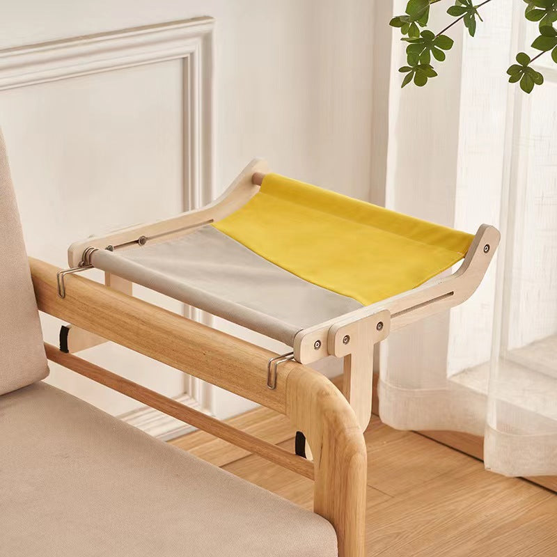 Wall mounted wooden cat hammock with removable padded mat, view 8 of 12