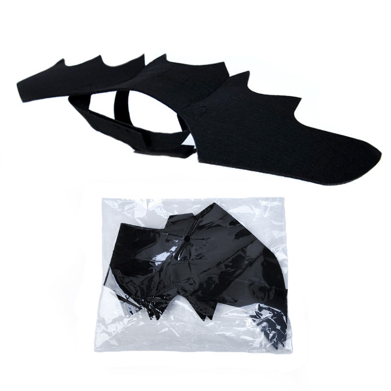 Halloween felt bat wings for dogs and cats, showing size and shape