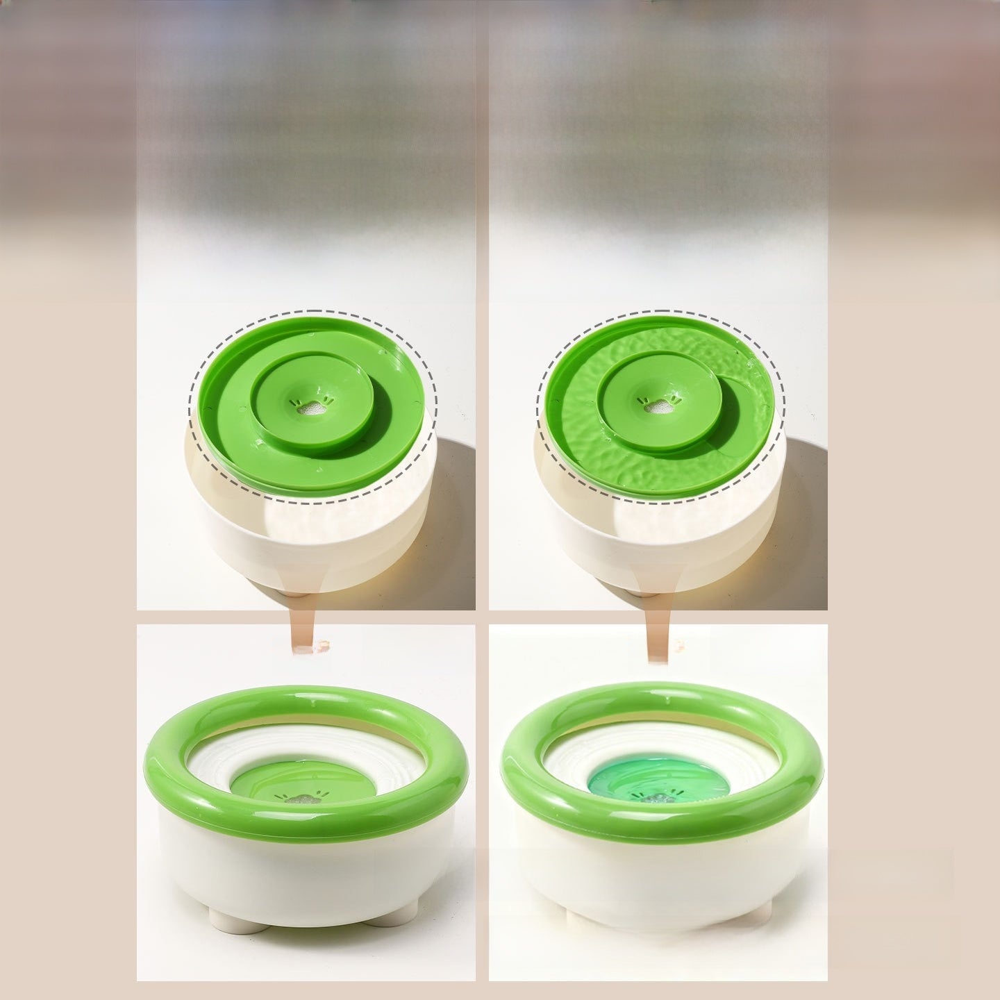 Floating Anti-Wet Mouth Pet Water Bowl with Built-In Filter, Round or Square, 19cm