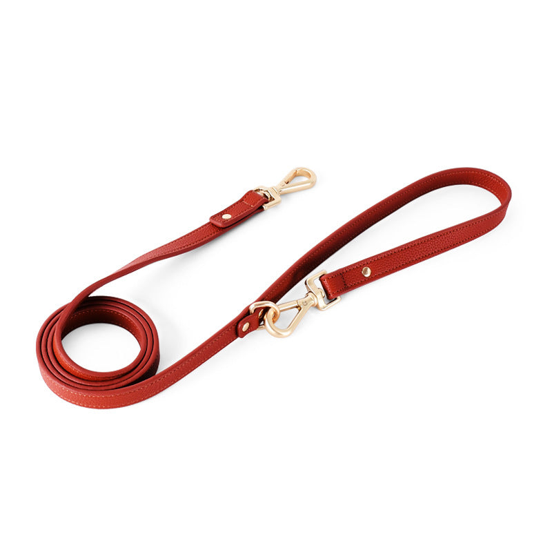 Leather look dog harness in brown with matching lead