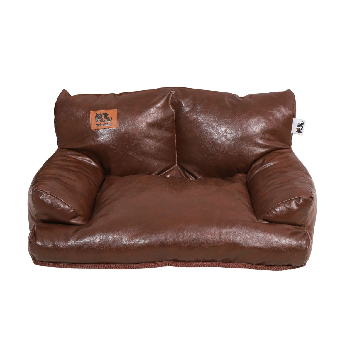Waxed faux leather pet sofa bed with backrest for small dogs, photo 8 of 17