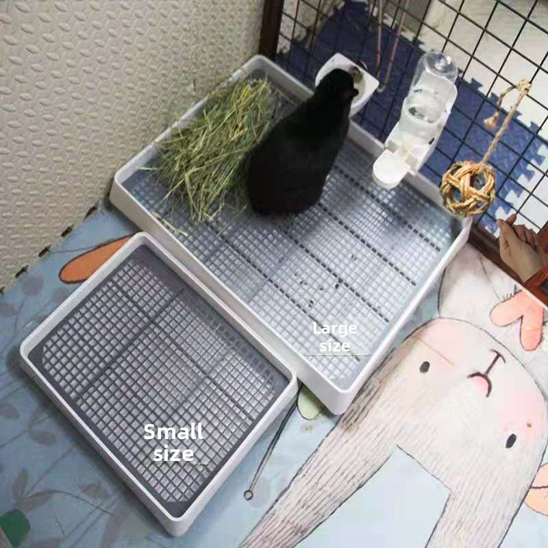 Black and white flat rabbit litter tray with grid, photo 7