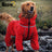 Waterproof four-leg windbreaker for large dogs in Red, front view