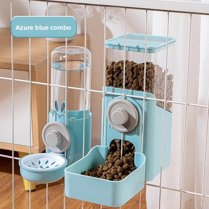 Hanging Automatic Small Pet Water Bottle and Feeder Combo for Rabbits and Hamsters