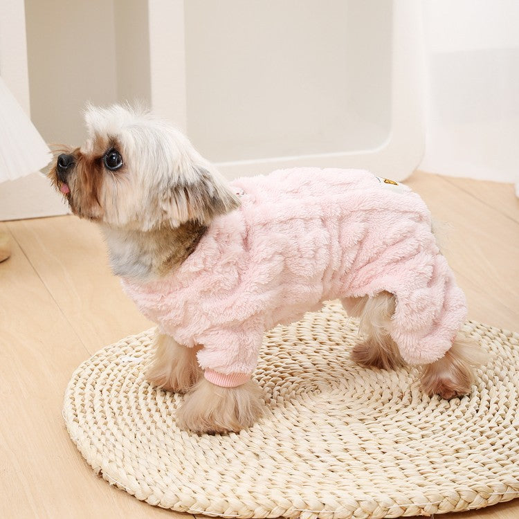 Fleece lined cable knit dog jumpsuit, available in 12 colours, image 3
